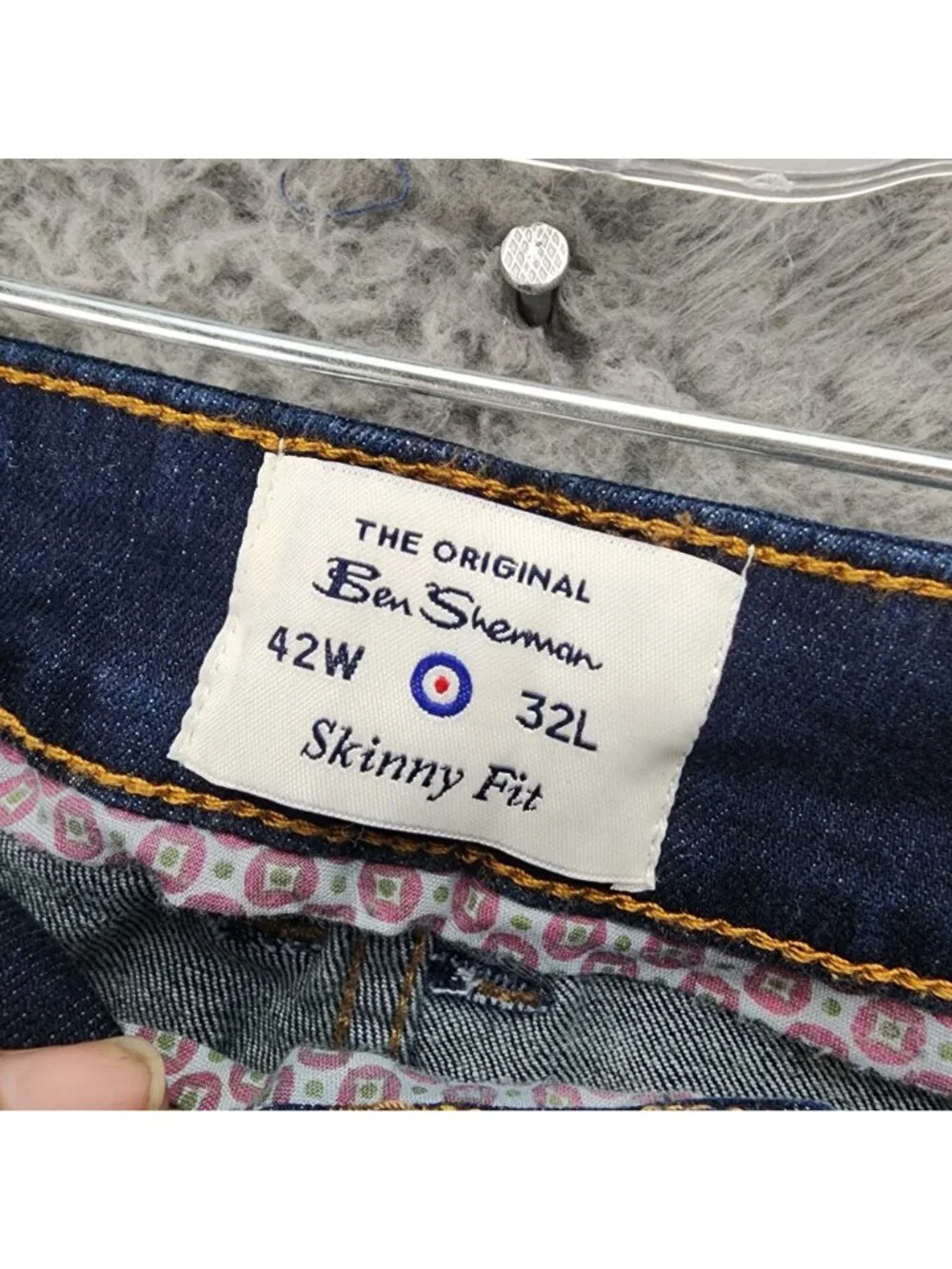 Ben Sherman Jeans Mens 42x32 Shoreditch Blue Stretch Denim Skinny Fit *NWT*